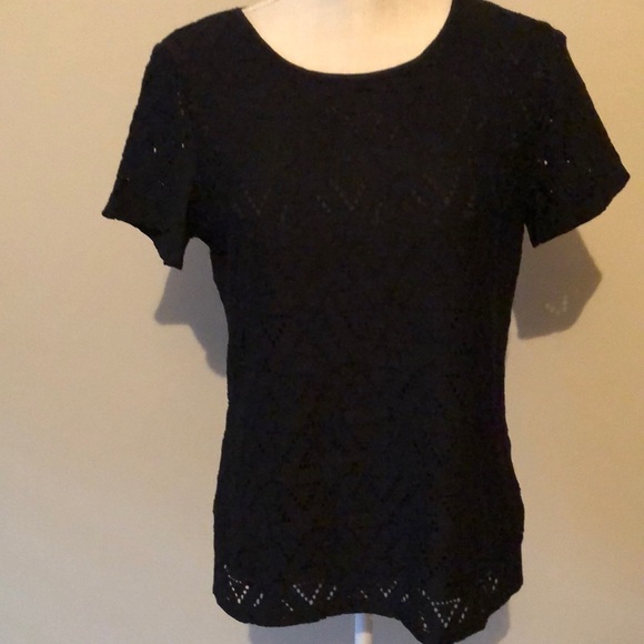 Black tee byMarc New York,  open weave. Sm - Picture 2 of 9